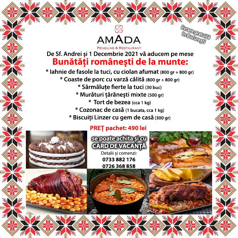 bunătăți de la munte, oferta pachet alimente de la Pensiunea Amada Lerești Argeș