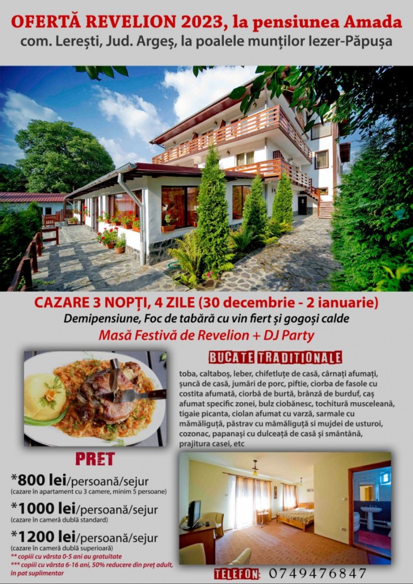 Oferta Revelion Pensiunea Amada Lerești Argeș