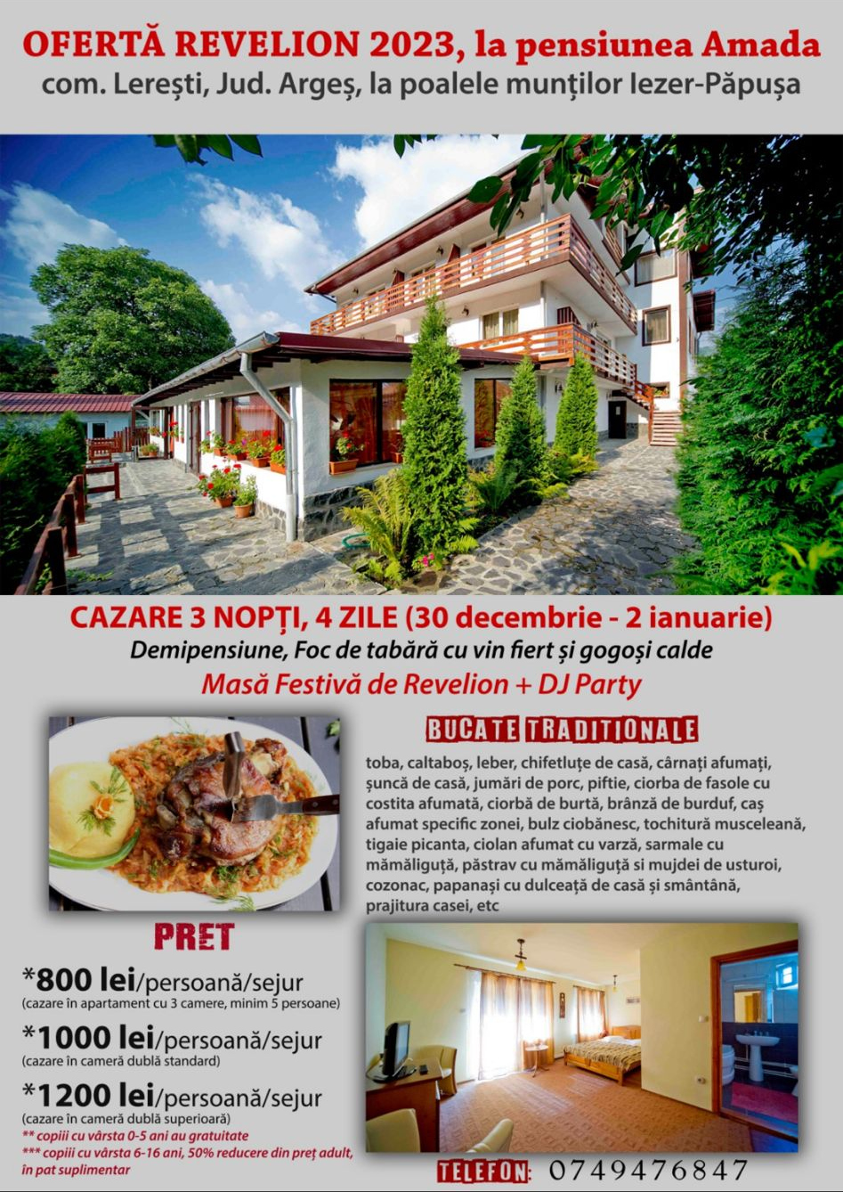 Oferta Revelion Pensiunea Amada Lerești Argeș