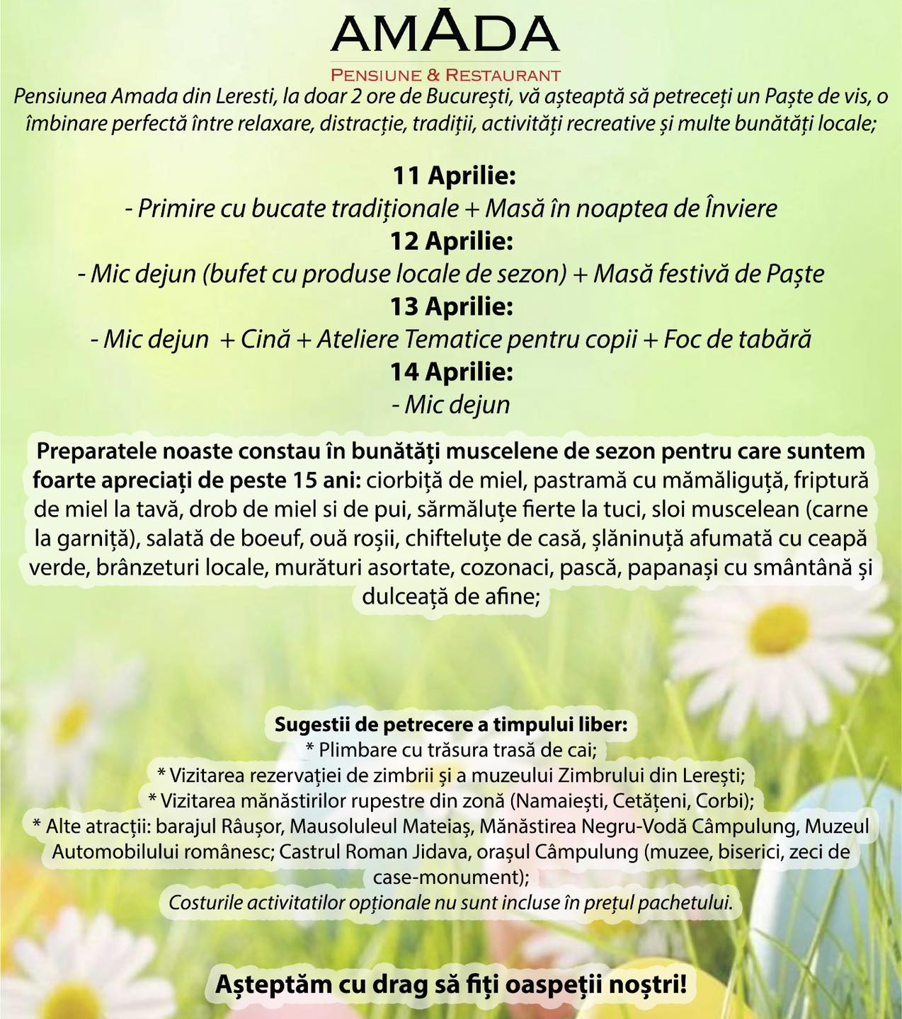 oferta paște 2026 pensiunea amada